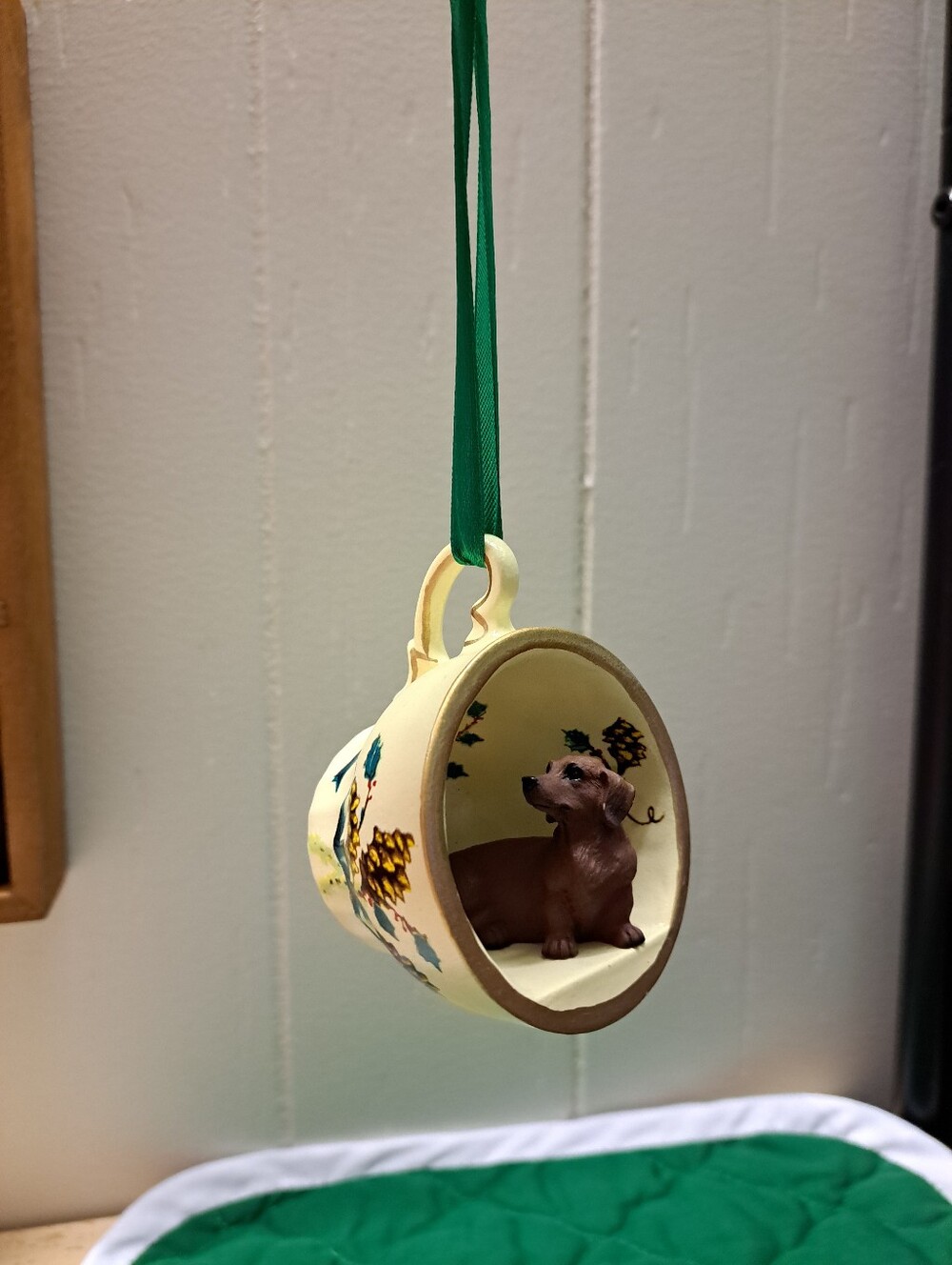 Dachshund Figurine Dog Puppy Christmas Ornament Teacup